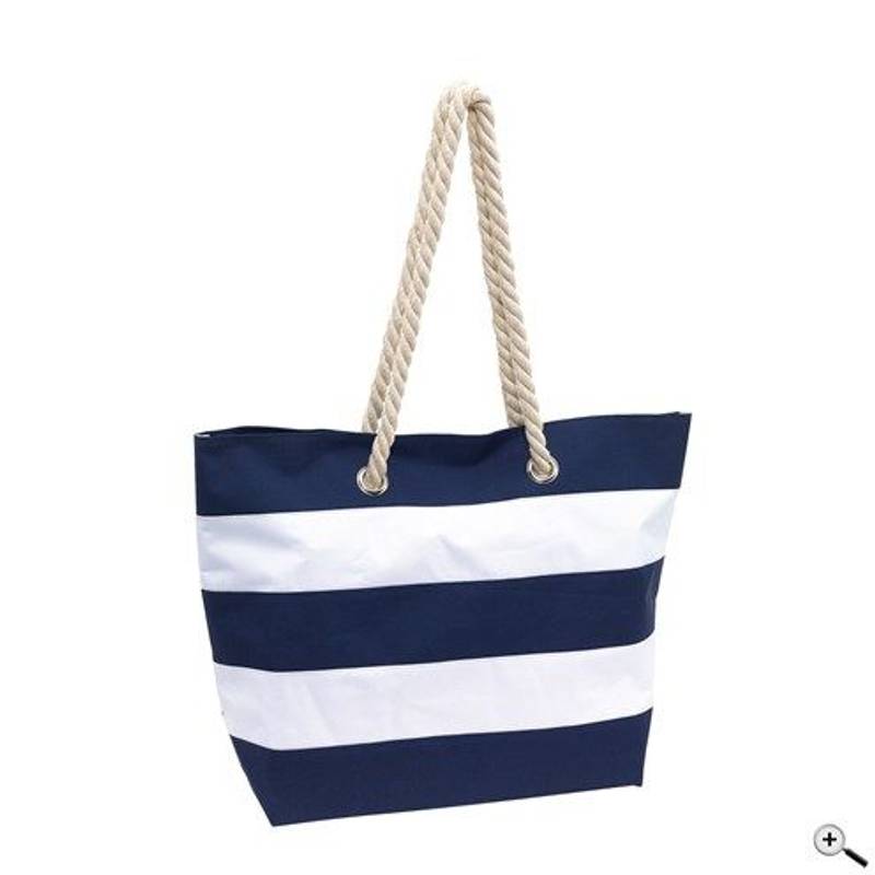 SEANA plážová pruhovaná taška, biela/modrá